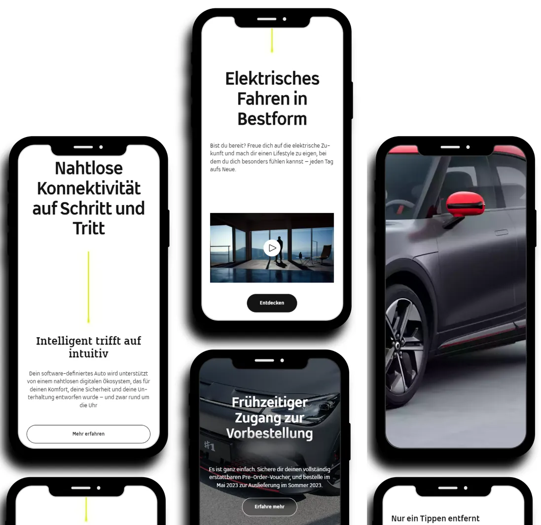 Mobile screens of an automotive web shop