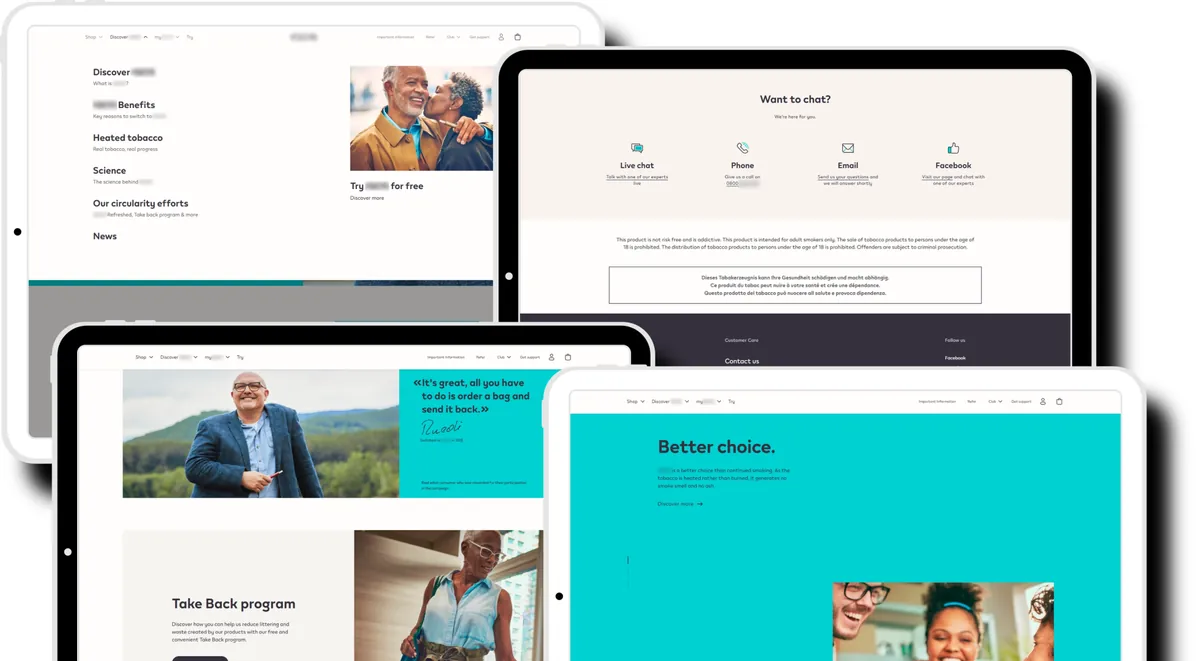 Tablet and mobile screens of a global brand platform